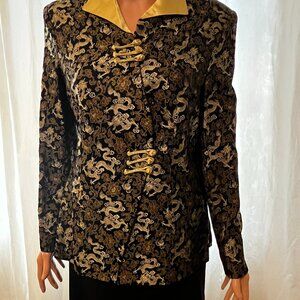 Women's New Chinese Silk Dragon Motif Jacket, Size 6-8